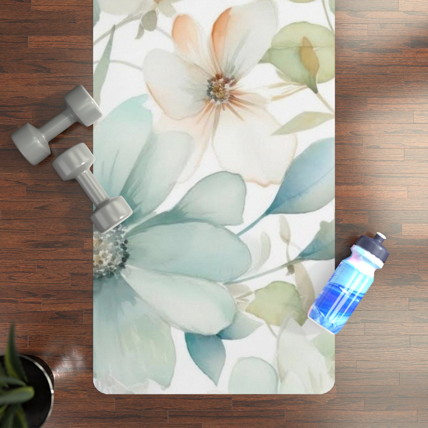 Rubber Yoga Mat- Blue WC Florals
