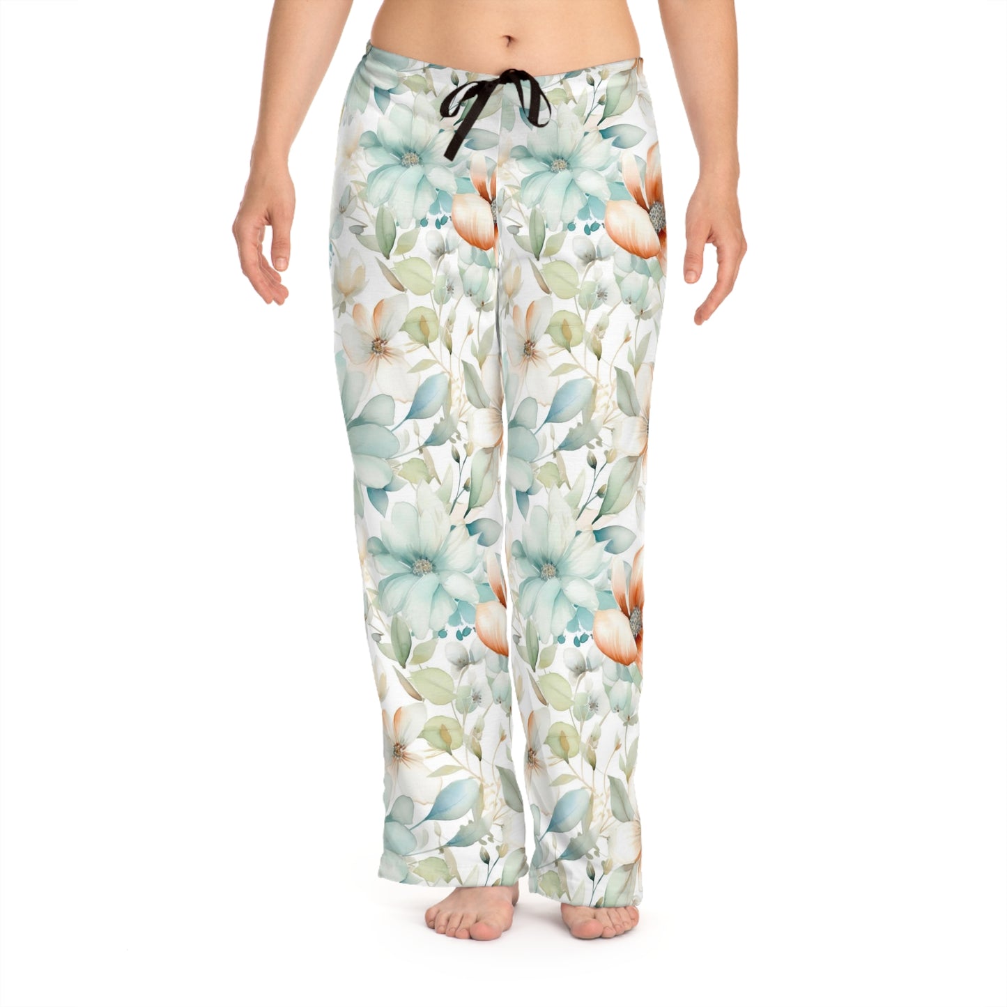 Blue Soft Floral Women's Pajama Pants (AOP)
