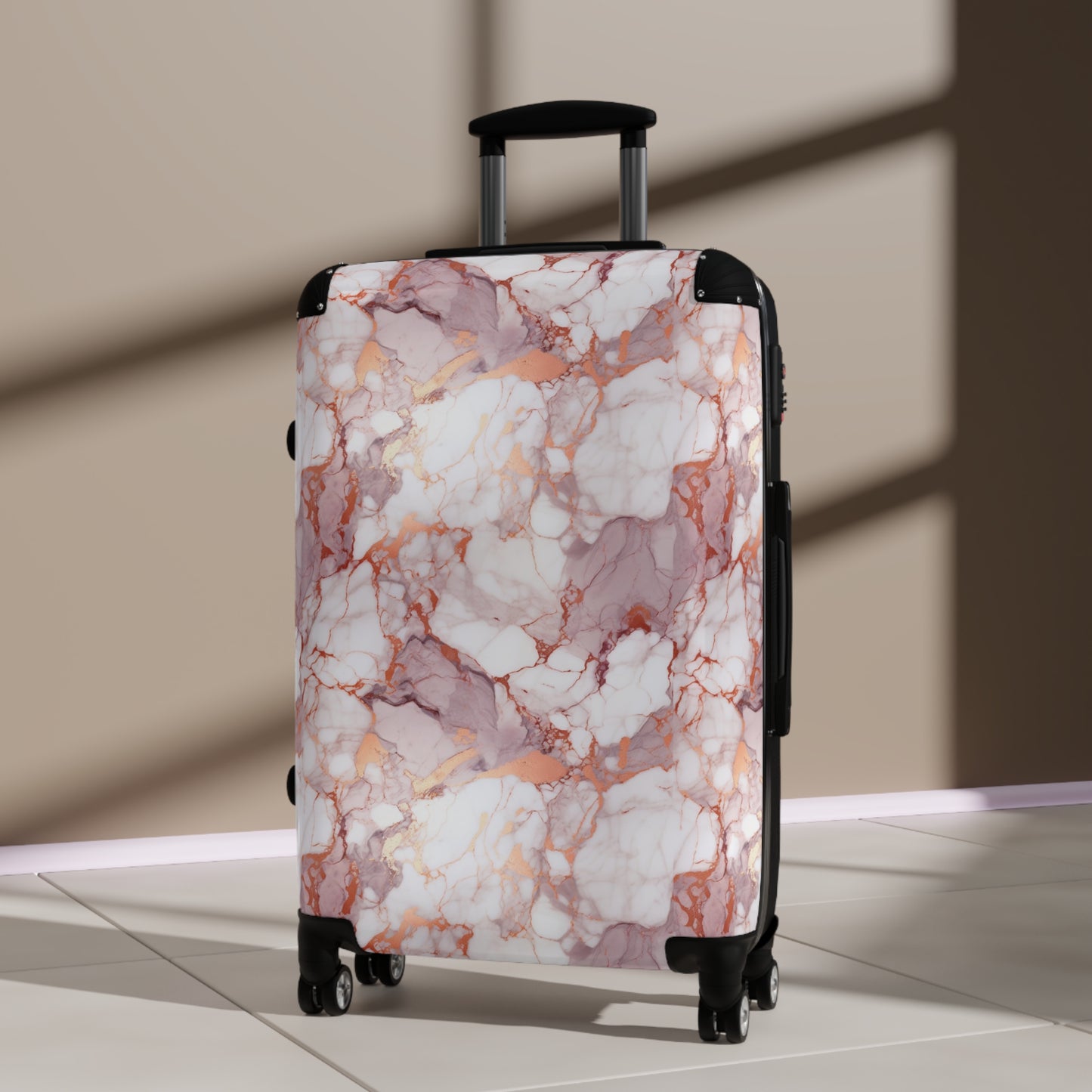 Pink/Gold Marbleized Suitcase