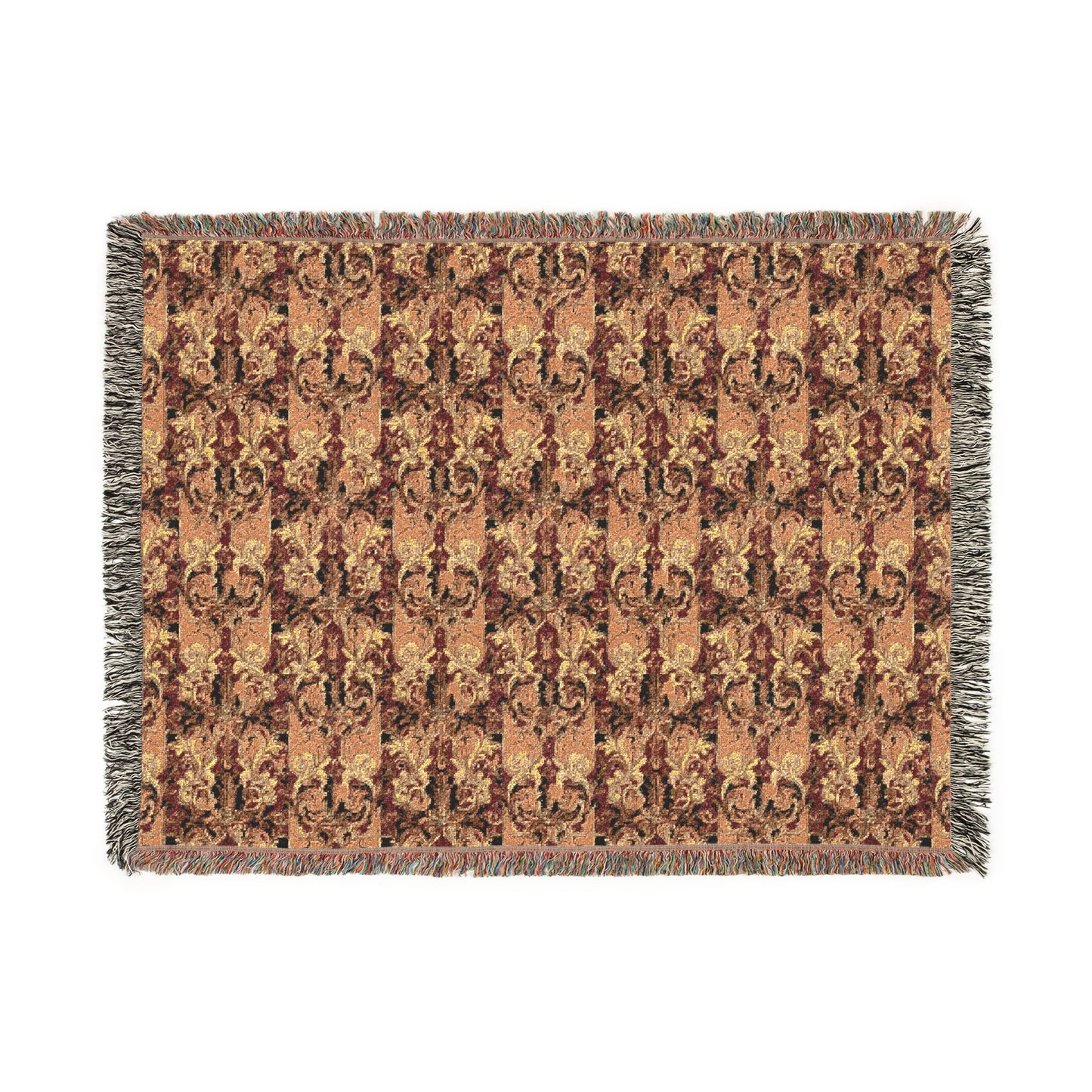 Rustic Geometric Woven Throw Blanket — Vintage Tile Pattern