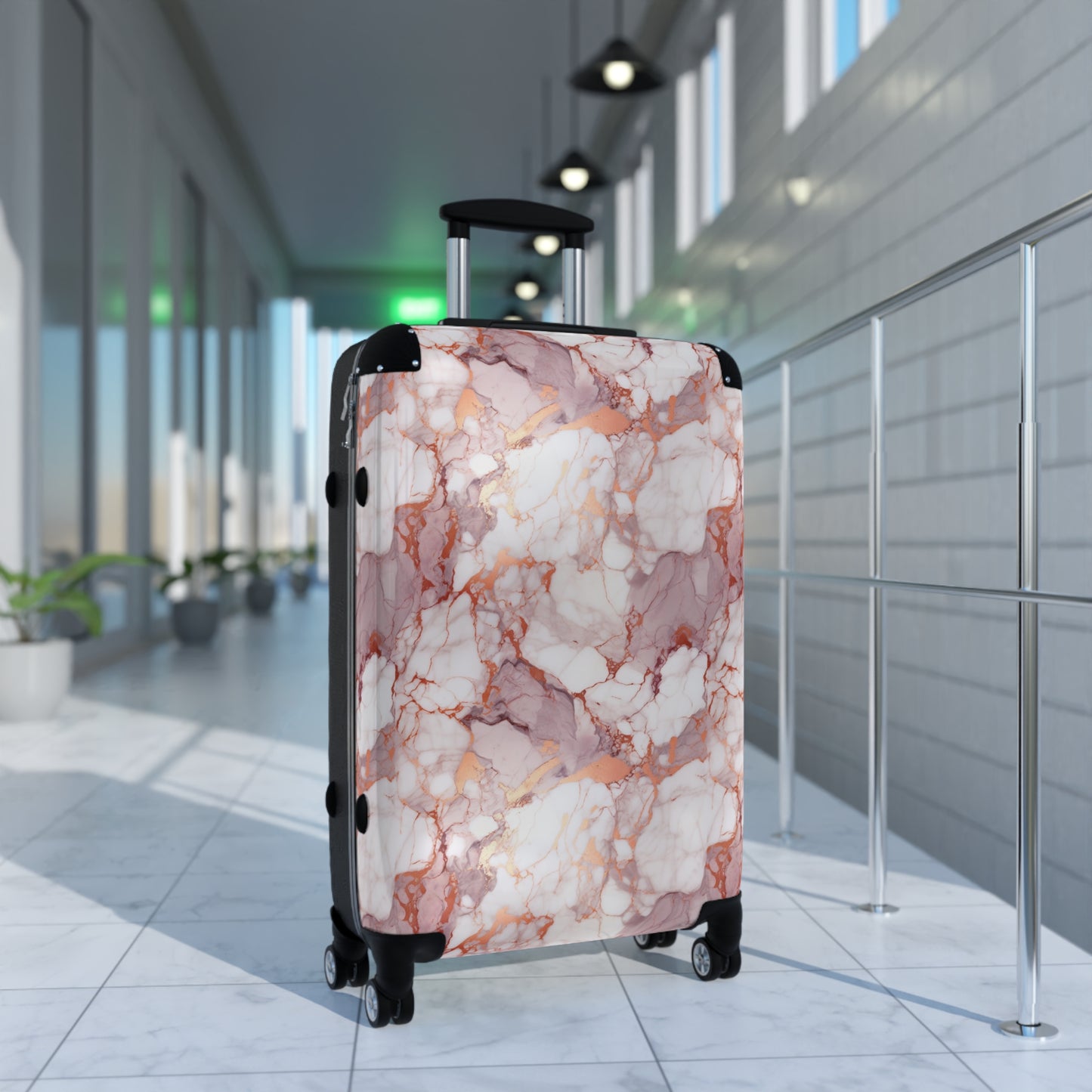 Pink/Gold Marbleized Suitcase