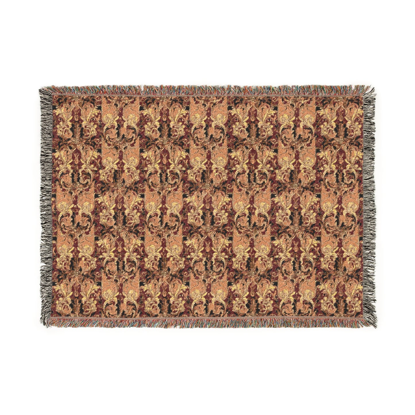 Rustic Geometric Woven Throw Blanket — Vintage Tile Pattern