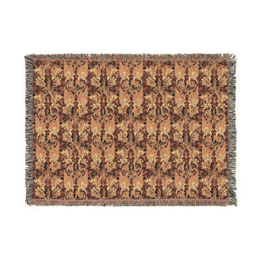 Rustic Geometric Woven Throw Blanket — Vintage Tile Pattern