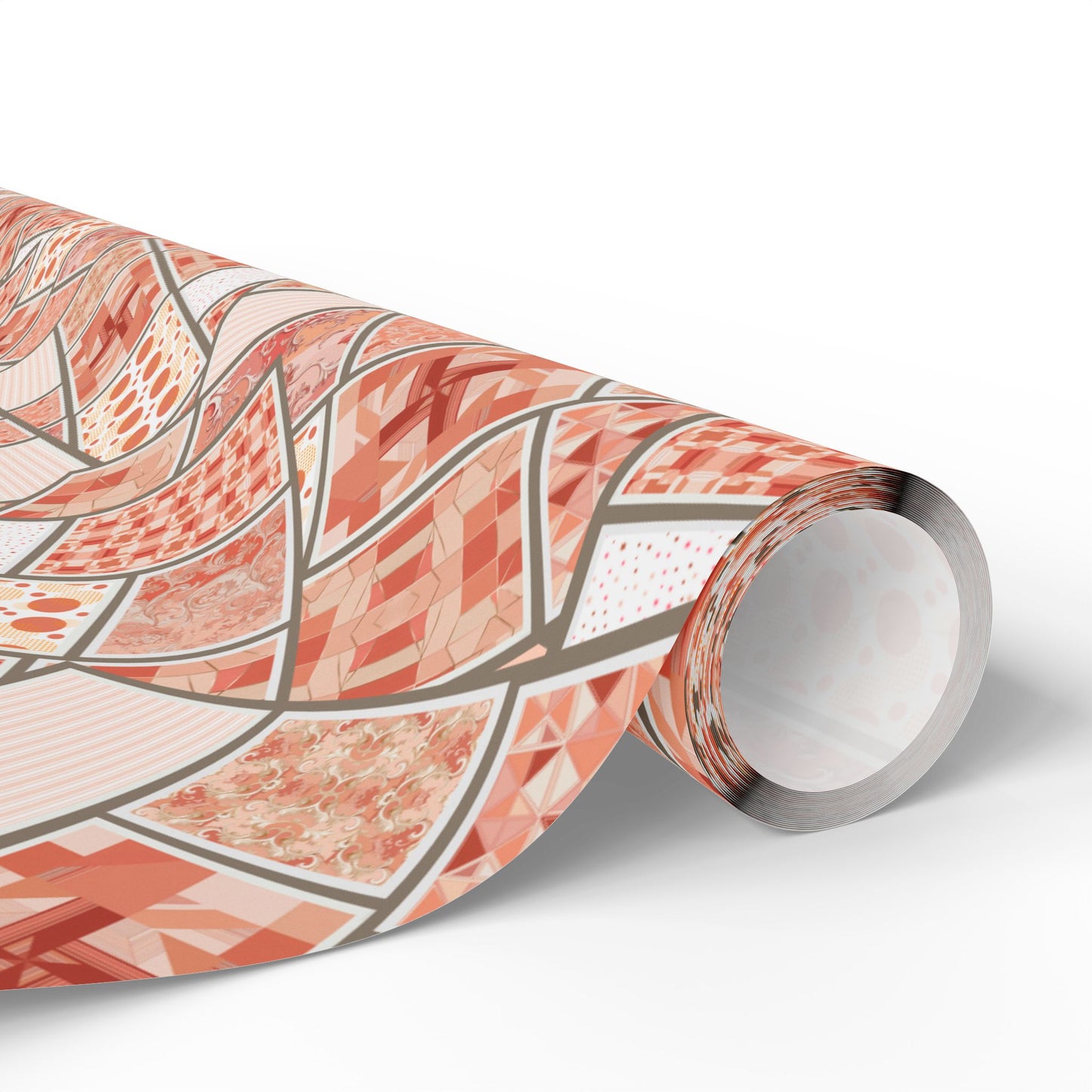 Peach Mosaic Gift Wrap — Abstract Geometric Wrapping Paper Roll