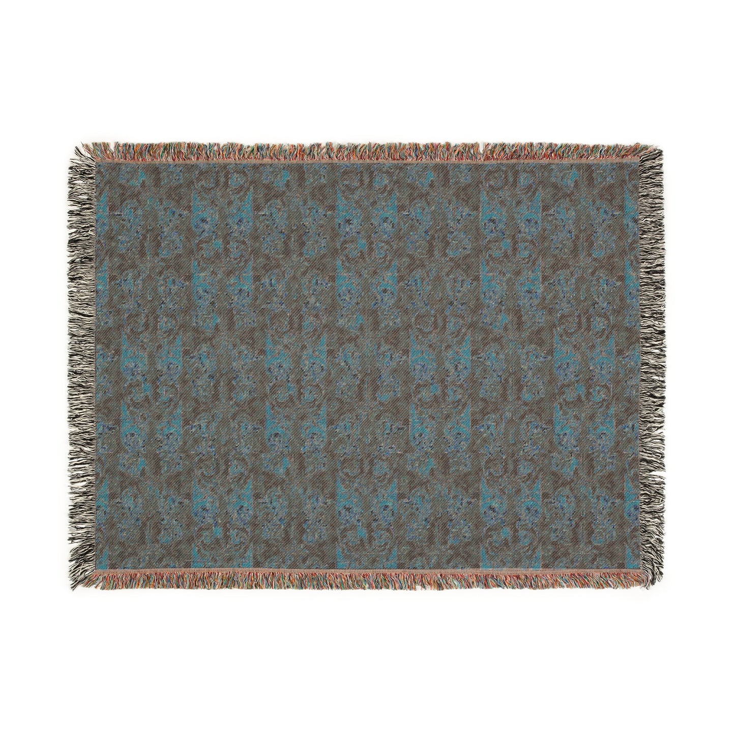 Rustic Geometric Woven Throw Blanket — Vintage Tile Pattern