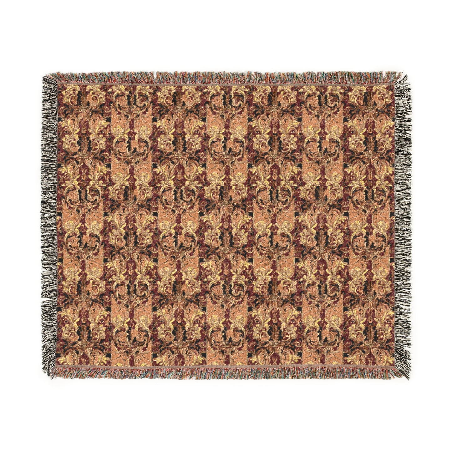 Rustic Geometric Woven Throw Blanket — Vintage Tile Pattern