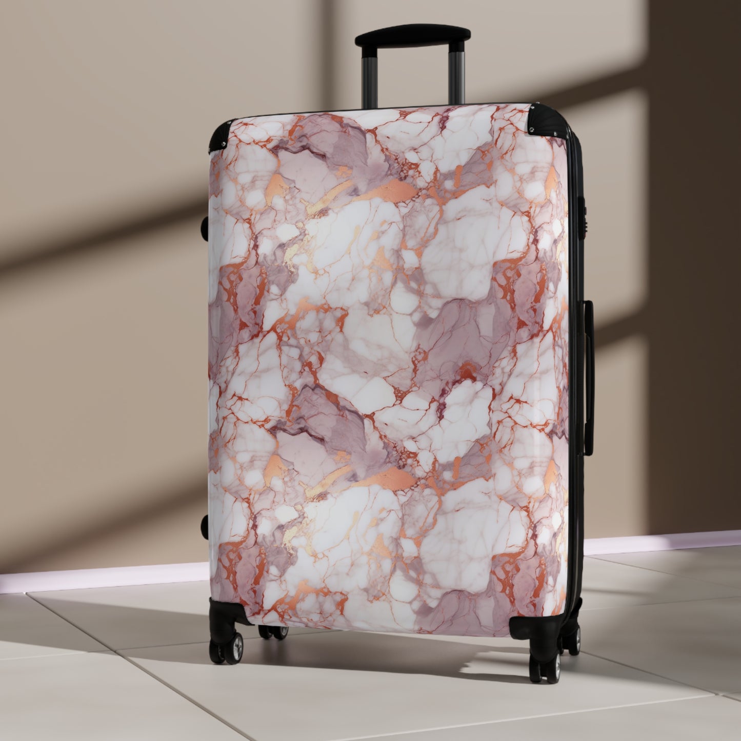 Pink/Gold Marbleized Suitcase