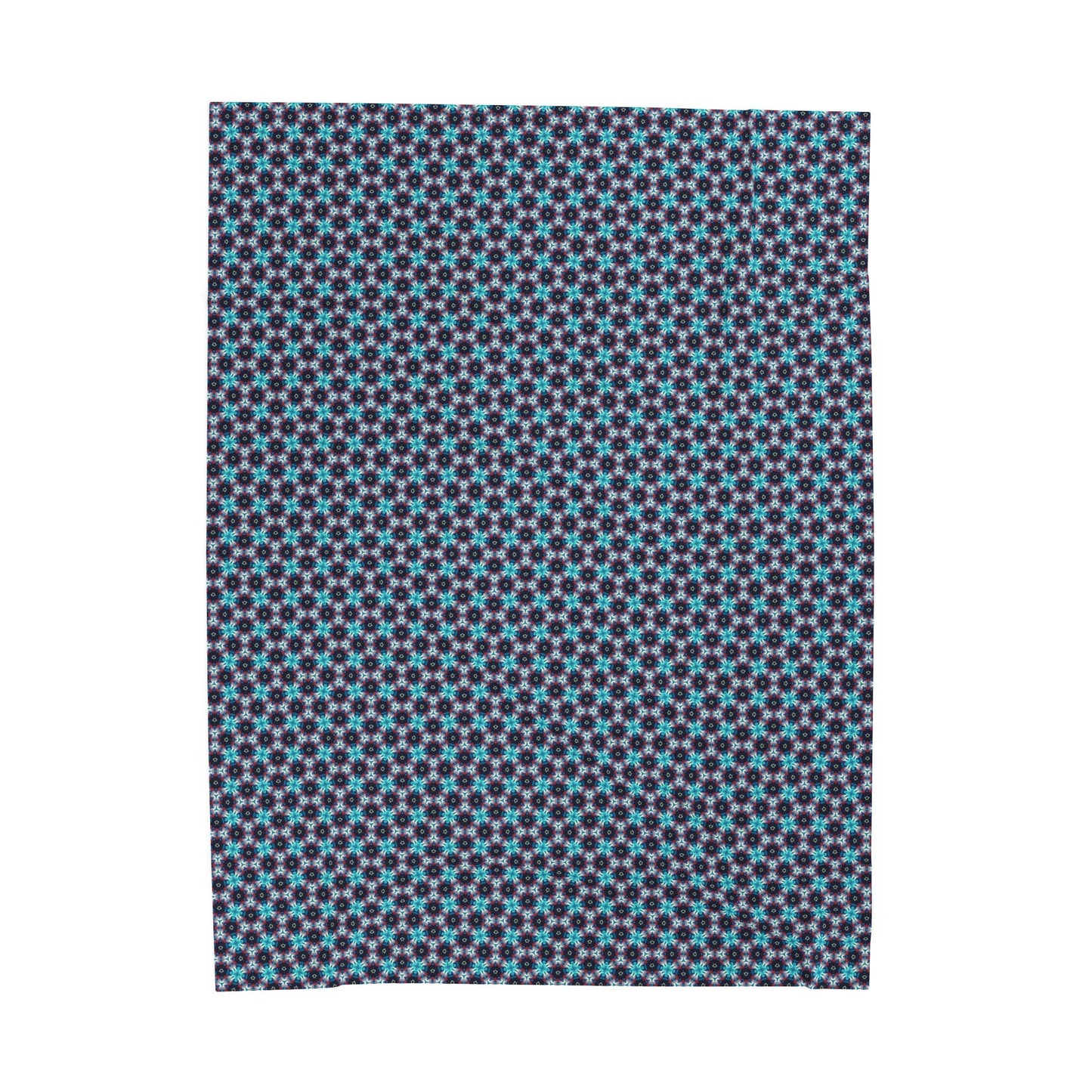 Blue Geometric Velveteen Plush Blanket – Cozy Retro Honeycomb Throw