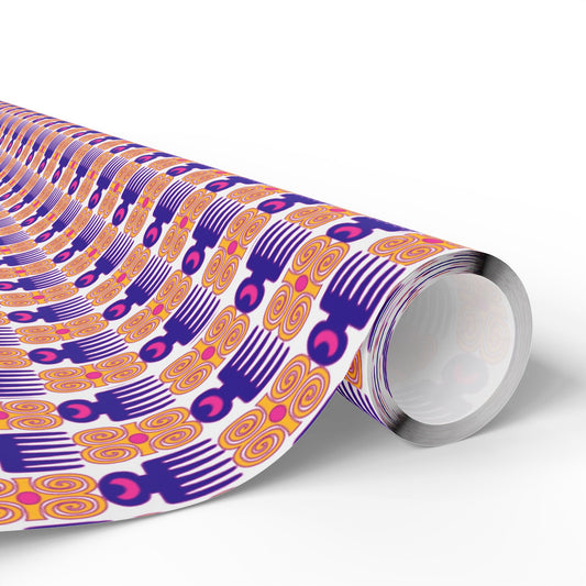 Wrapping Paper Roll — Retro Geometric Pink & Purple Pattern