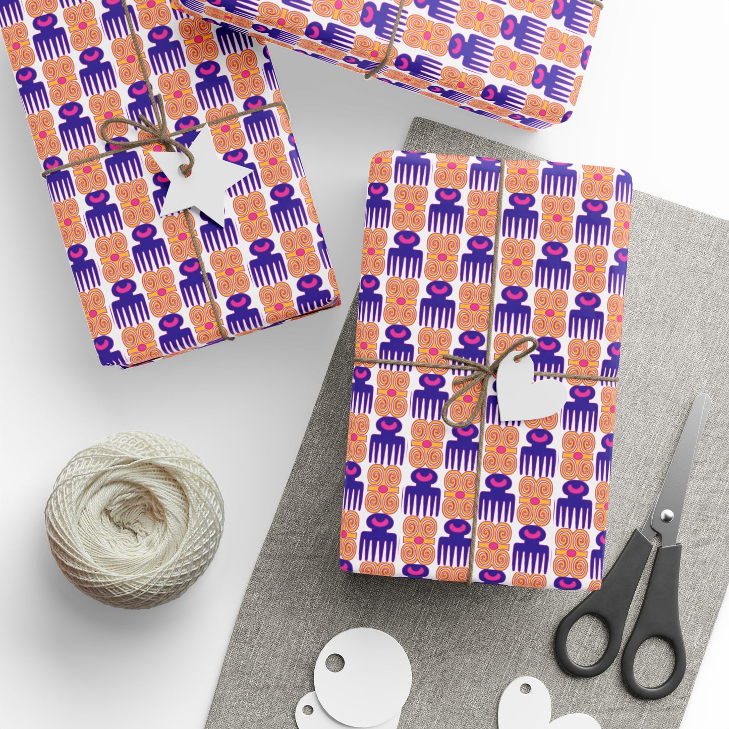 Wrapping Paper Roll — Retro Geometric Pink & Purple Pattern