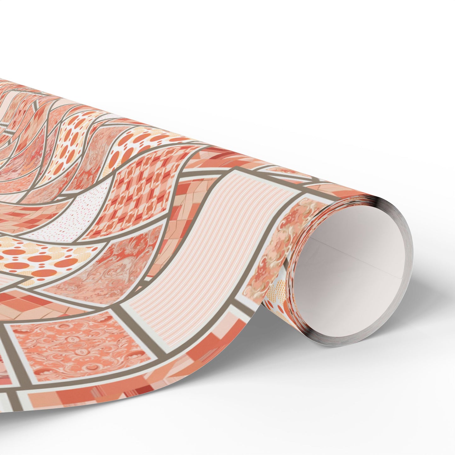 Peach Mosaic Gift Wrap — Abstract Geometric Wrapping Paper Roll