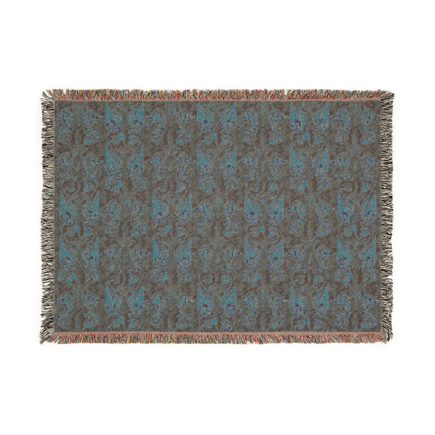 Rustic Geometric Woven Throw Blanket — Vintage Tile Pattern