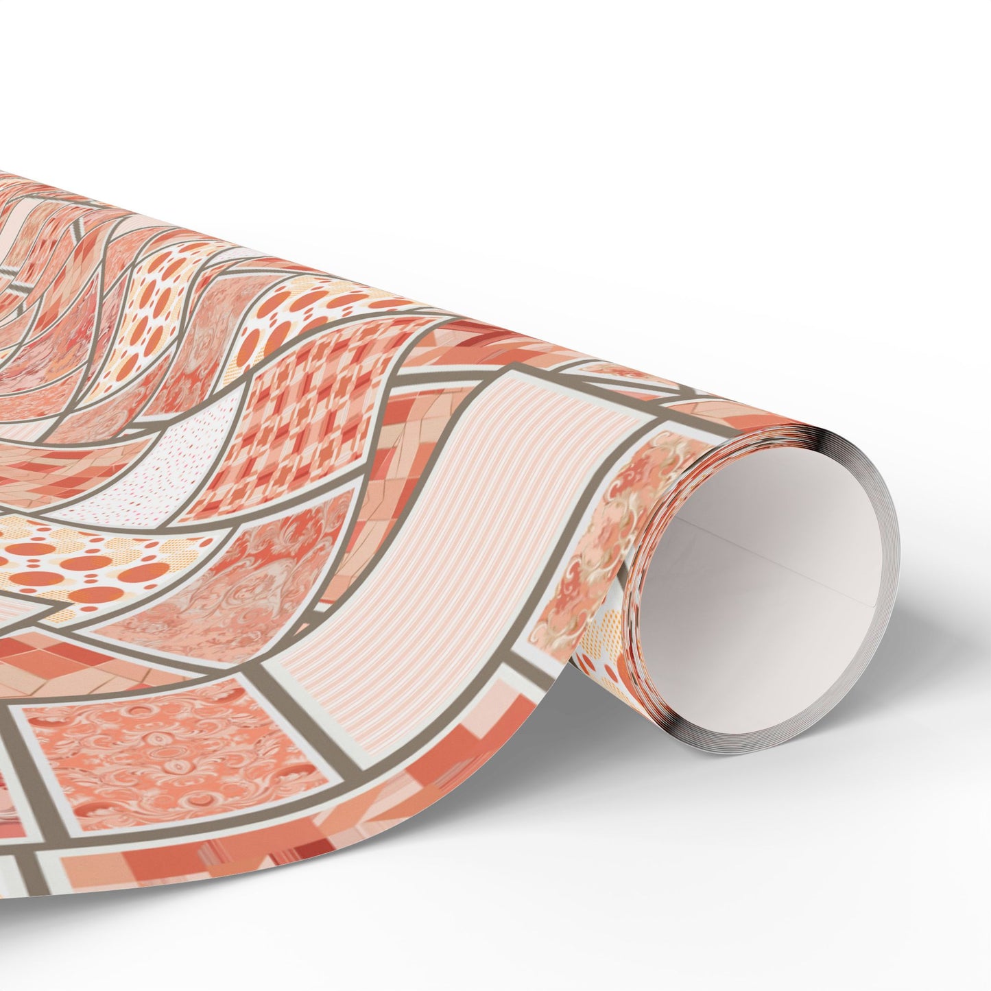 Peach Mosaic Gift Wrap — Abstract Geometric Wrapping Paper Roll