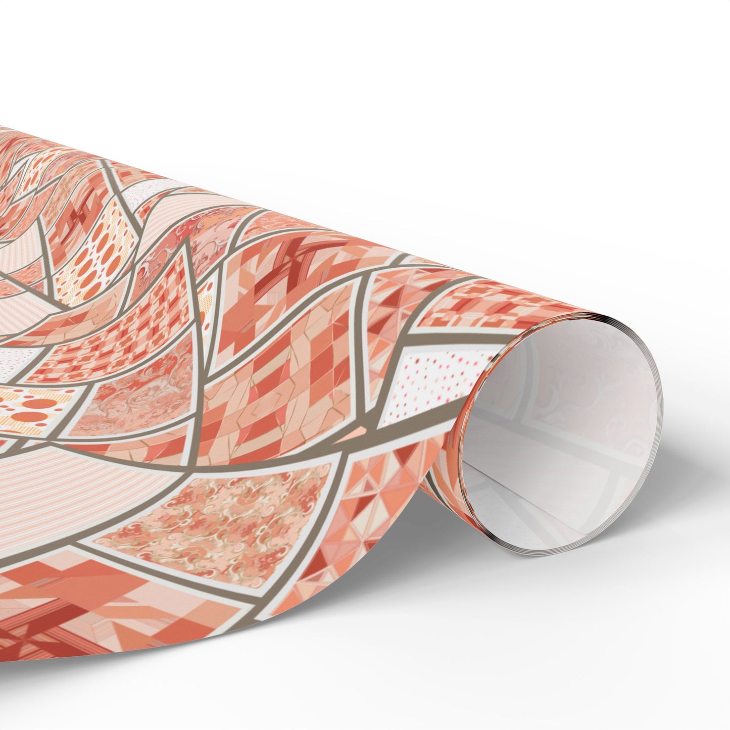 Peach Mosaic Gift Wrap — Abstract Geometric Wrapping Paper Roll